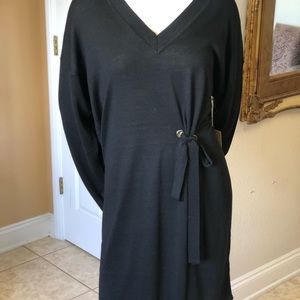 M Rena Long Black Slit Side Sweater large